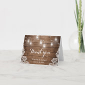 素朴な木製のメイソンジャー ライト ライトレース サンキューカード (正面)