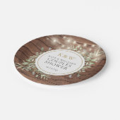 素朴な木製のモノグラムグリーンカジュアルシャワー ペーパープレート (アングル)