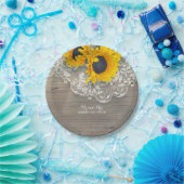 素朴な木製のレースおよびヒマワリの結婚 ペーパープレート (パーティー)