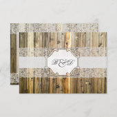 素朴な木製のレースのエレガントな結婚式招待状 招待状 (正面/裏面)