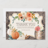 素朴な木製のレースの秋のサンキューカード サンキューカード (正面)