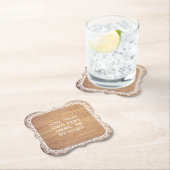 素朴な木製のレースの結婚式 ペーパーコースター (インサイチュ)