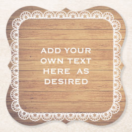 素朴な木製のレースの結婚式 ペーパーコースター
