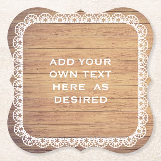 素朴な木製のレースの結婚式 ペーパーコースター (正面)