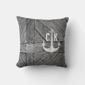 素朴な木製のヴィンテージのいかりの航海のなモノグラム クッション (正面)