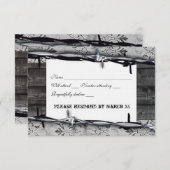 素朴な木製のヴィンテージのレースの有刺鉄線のrsvp 出欠カード (正面/裏面)