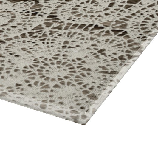 素朴な木製の一見およびレースのガラスまな板 カッティングボード (角)