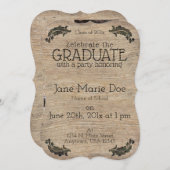素朴な木製の一見のカスタムな卒業の招待状 招待状 (正面/裏面)