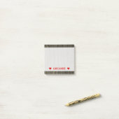 素朴な木製の一見パターン及び名前をカスタムするのノート ポストイット (デスク上)