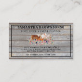 素朴な木製の乗馬クラブのポニー花柄小型馬 名刺 (裏面)