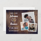 素朴な木製の写真コラージュ おしゃれな計画変更 案内ポストカード (正面/裏面)