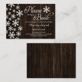 素朴な木製の冬のベビーシャワーは本を持って来ます エンクロージャーカード (正面/裏面)