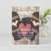 素朴な木製の冬のミトンの引っ越し祝いパーティーのパーティー 招待状 (スタンド正面)