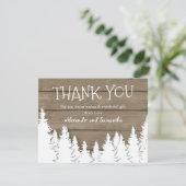 素朴な木製の冬の松の木の感謝カード (スタンド正面)
