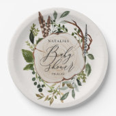 素朴な木製の切れのベビーシャワーのパーティー ペーパープレート (正面)