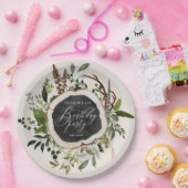 素朴な木製の切れの誕生会 ペーパープレート (パーティー)