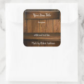 素朴な木製の商品ラベル スクエアシール (バッグ)