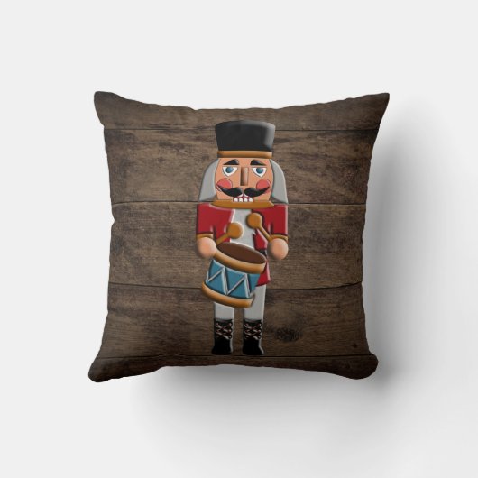 素朴な木製の国のクリスマスのくるみ割り クッション (裏面)