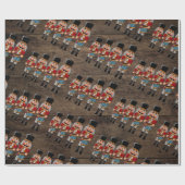 素朴な木製の国のクリスマスのくるみ割り ラッピングペーパー (フラット)