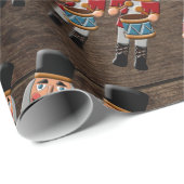 素朴な木製の国のクリスマスのくるみ割り ラッピングペーパー (ロールコーナー)