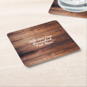 素朴な木製の国の木の文字 スクエアペーパーコースター (アングル)