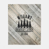 素朴な木製の家族専用ログハウスの名前プレート フリースブランケット (正面)
