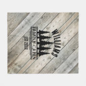 素朴な木製の家族専用ログハウスの名前プレート フリースブランケット (正面(横))