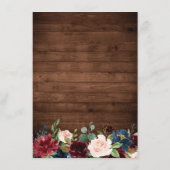 素朴な木製の幾何学的なバーガンディの花のディテール エンクロージャーカード (裏面)