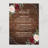 素朴な木製の幾何学的なバーガンディーフラワーデザイン エンクロージャーカード (正面)