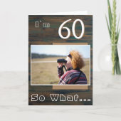 素朴な木製の感動的な60歳の誕生日写真 カード (正面)