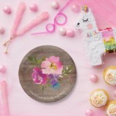 素朴な木製の春の花のシャワー7"プレート ペーパープレート (パーティー)