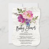 素朴な木製の春の花束ベイビーシャワー招待状 招待状 (正面)