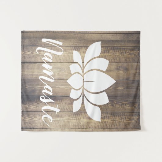 素朴な木製の板のナマステの白蓮教のヨガ タペストリー (正面(横))