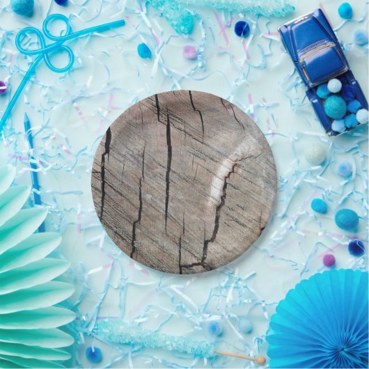 素朴な木製の穀物のデザインの紙皿 ペーパープレート (パーティー)