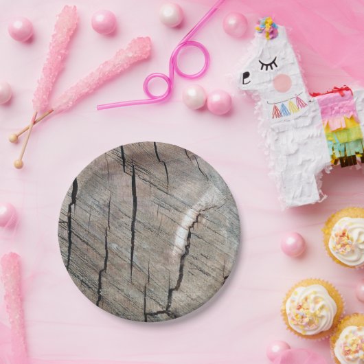 素朴な木製の穀物のデザインの紙皿 ペーパープレート (パーティー)