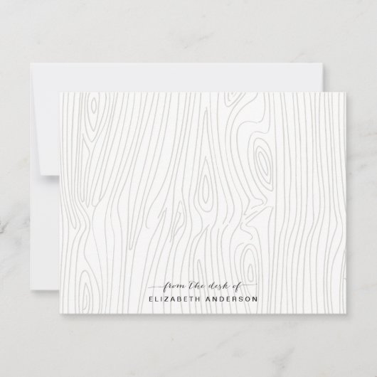 素朴な木製の穀物のパーソナライズな文房具 ノートカード (正面)