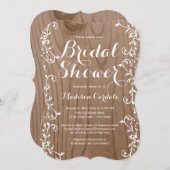 素朴な木製の穀物のブライダルシャワー招待状 招待状 (正面/裏面)