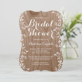 素朴な木製の穀物のブライダルシャワー招待状 招待状 (スタンド正面)