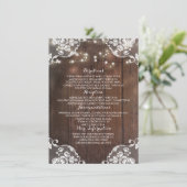 素朴な木製の納屋のひもは結婚式情報をつけます エンクロージャーカード (スタンド正面)