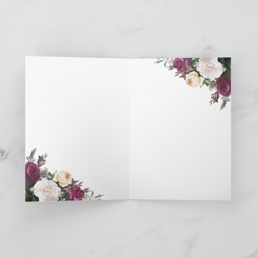 素朴な木製の結婚式の花柄は感謝していしています サンキューカード (内部)