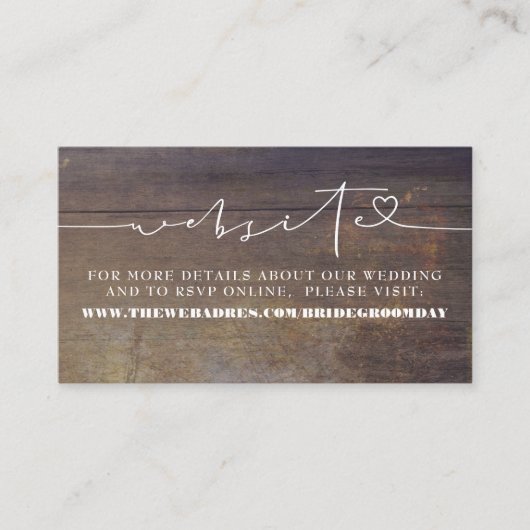 素朴な木製の結婚式ウェブサイト エンクロージャーカード (正面)