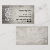 素朴な木製の線条細工の|の灰色白 名刺 (正面/裏面)