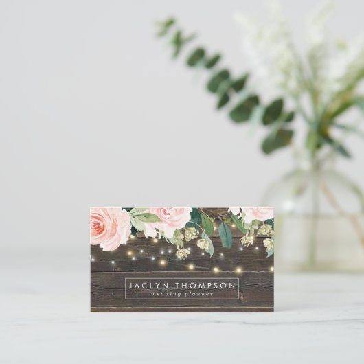 素朴な木製の花のひもは名刺をつけます 名刺 (スタンド正面)