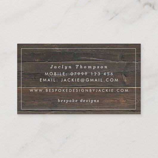 素朴な木製の花のひもは名刺をつけます 名刺 (裏面)