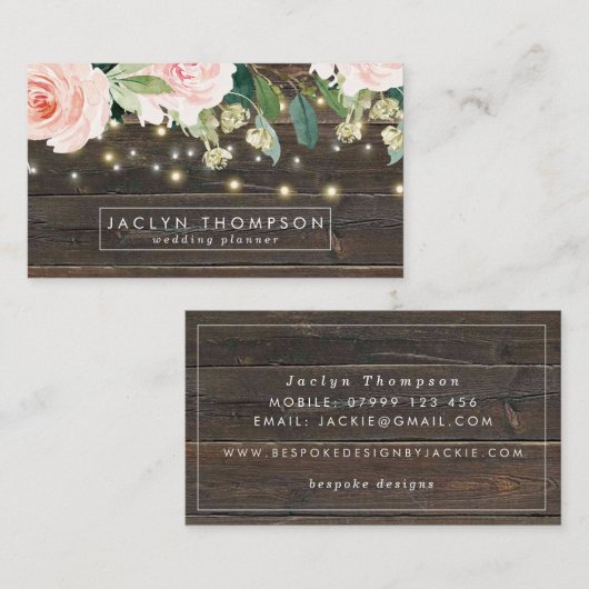 素朴な木製の花のひもは名刺をつけます 名刺 (正面/裏面)