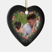 素朴な木製の花のハートの写真 セラミックオーナメント (右)