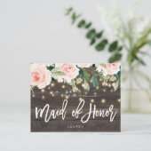 素朴な木製の花柄はです私のメイド・オブ・オーナー（花嫁付き添い人）決定します 案内ポストカード (スタンド正面)