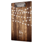 素朴な木製の豆電球のパーソナライズなかわいらしい クリップボード (左)