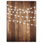 素朴な木製の豆電球のパーソナライズなかわいらしい クリップボード (裏面)