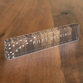 素朴な木製の豆電球の先生の名前の印のカスタム デスクネームプレート (側面)